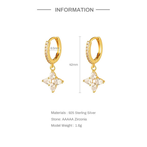 S925 Sterling Silver Flowers Light Luxury Water Drop Earrings - Image 8