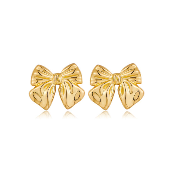 European And American Style Hot Bow Earrings Copper Plating 18K - Image 3