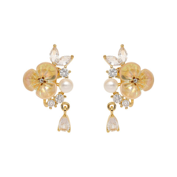 French Vintage Pearl Flower Earrings Premium Mosquito Coil Plate - Image 2