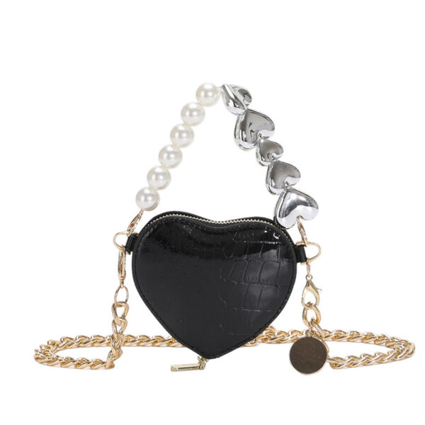 Mini Love-shape Pearls Handbag Fashion Cute Chain Lipstick Bag Women's Bright Candy Color Shoulder Messenger Bag - Image 8