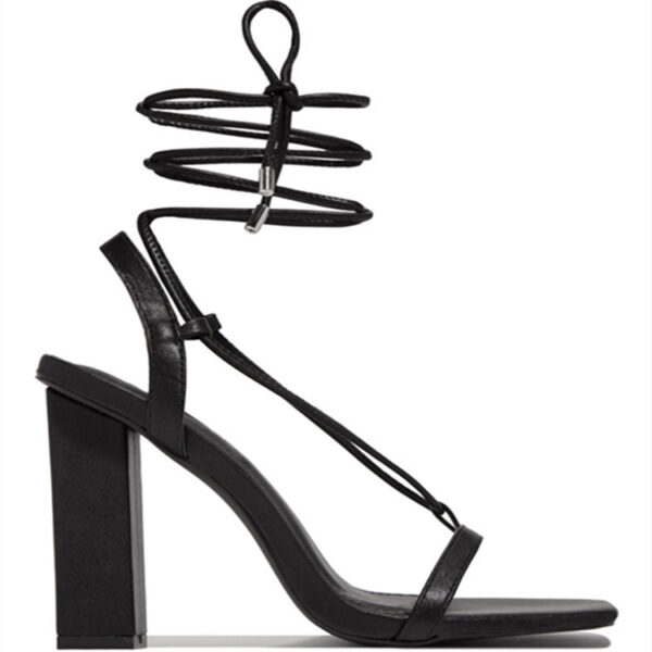 Plus Size Lace-up Leather Rubber Fashion Sandals - Image 3