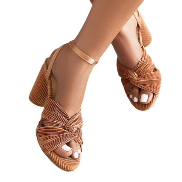 Women's Fashion Bowknot Chunky High Heels - Image 3