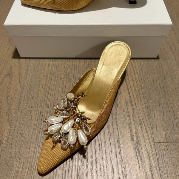 Women's Gold Closed Toe Slippers - Image 3