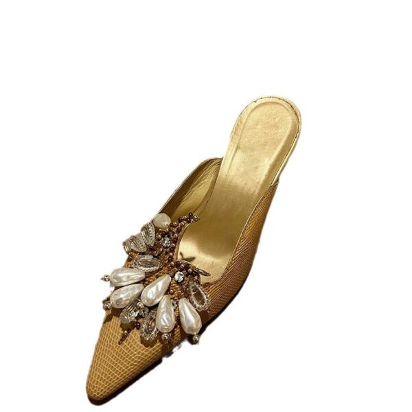 Women's Gold Closed Toe Slippers - Image 2