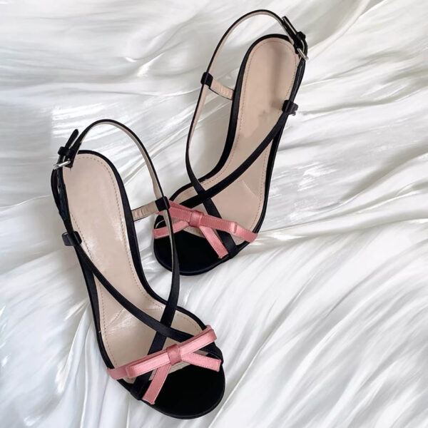 Women's Open Toe Stilettos Bow Buckle Sandals - Image 6